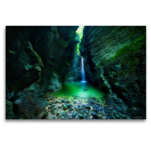 Premium Textil-Leinwand 120 x 80 cm Quer-Format Socatal, Kozjak Wasserfall | Wandbild, HD-Bild auf Keilrahmen, Fertigbild auf hochwertigem Vlies, Leinwanddruck von Jörg Schmöe