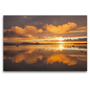 Premium Textil-Leinwand 120 x 80 cm Quer-Format Sonnenuntergang am Plage de Kerhillio | Wandbild, HD-Bild auf Keilrahmen, Fertigbild auf hochwertigem Vlies, Leinwanddruck von Etienne Benoît