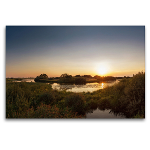 Premium Textil-Leinwand 120 x 80 cm Quer-Format Sonnenuntergang am Teufelsmoor Brandgraben | Wandbild, HD-Bild auf Keilrahmen, Fertigbild auf hochwertigem Vlies, Leinwanddruck von Michael Hömske