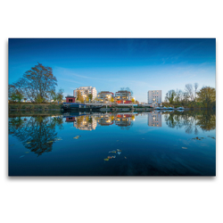 Premium Textil-Leinwand 120 x 80 cm Quer-Format Sophienhafen in Halle-Saale | Wandbild, HD-Bild auf Keilrahmen, Fertigbild auf hochwertigem Vlies, Leinwanddruck von Martin Wasilewski
