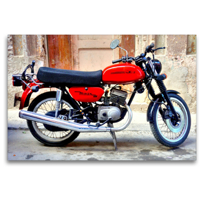 Premium Textil-Leinwand 120 x 80 cm Quer-Format Sowjetisches Motorrad der Marke MINSK in Havanna | Wandbild, HD-Bild auf Keilrahmen, Fertigbild auf hochwertigem Vlies, Leinwanddruck von Henning von Löwis of Menar