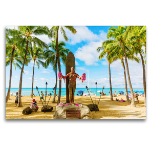 Premium Textil-Leinwand 120 x 80 cm Quer-Format Statue von Duke Kahanamoku, dem Vater des modernen Surfens | Wandbild, HD-Bild auf Keilrahmen, Fertigbild auf hochwertigem Vlies, Leinwanddruck von Christian Müller