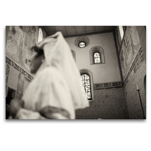 Premium Textil-Leinwand 120 x 80 cm Quer-Format Stiftskirche in Stein am Rhein | Wandbild, HD-Bild auf Keilrahmen, Fertigbild auf hochwertigem Vlies, Leinwanddruck von Andreas Riedmiller