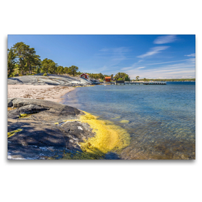 Premium Textil-Leinwand 120 x 80 cm Quer-Format Strand auf der Insel Sandhamn | Wandbild, HD-Bild auf Keilrahmen, Fertigbild auf hochwertigem Vlies, Leinwanddruck von Christian Müringer