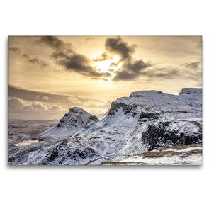 Premium Textil-Leinwand 120 x 80 cm Quer-Format The Quiraing | Wandbild, HD-Bild auf Keilrahmen, Fertigbild auf hochwertigem Vlies, Leinwanddruck von Akrema-Photography