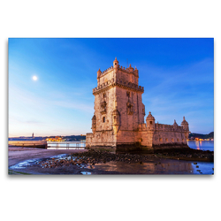 Premium Textil-Leinwand 120 x 80 cm Quer-Format Torre Belem, Lissabon | Wandbild, HD-Bild auf Keilrahmen, Fertigbild auf hochwertigem Vlies, Leinwanddruck von Christian Müller