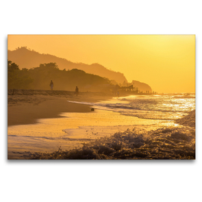 Premium Textil-Leinwand 120 x 80 cm Quer-Format Sonnenuntergang am Strand in der Karibik | Wandbild, HD-Bild auf Keilrahmen, Fertigbild auf hochwertigem Vlies, Leinwanddruck von Valentin Pfeifhofer / dreamworld-pictures.com