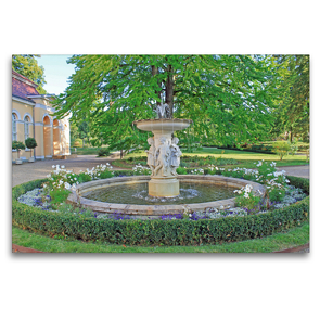 Premium Textil-Leinwand 120 x 80 cm Quer-Format Verträumter Kinderbrunnen von Neustrelitz | Wandbild, HD-Bild auf Keilrahmen, Fertigbild auf hochwertigem Vlies, Leinwanddruck von Konstanze Junghanns