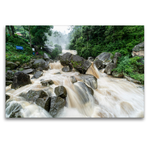 Premium Textil-Leinwand 120 x 80 cm Quer-Format Wasserfall im Hochland | Wandbild, HD-Bild auf Keilrahmen, Fertigbild auf hochwertigem Vlies, Leinwanddruck von Peter Hennrich