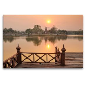 Premium Textil-Leinwand 120 x 80 cm Quer-Format Wat Sa Si, Sukhothai Historical Park, UNESCO World Heritage Site | Wandbild, HD-Bild auf Keilrahmen, Fertigbild auf hochwertigem Vlies, Leinwanddruck von Christian Heeb