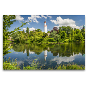 Premium Textil-Leinwand 120 x 80 cm Quer-Format Weiher im Schloßpark von Bad Homburg | Wandbild, HD-Bild auf Keilrahmen, Fertigbild auf hochwertigem Vlies, Leinwanddruck von Christian Müringer