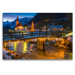 Premium Textil-Leinwand 120 x 80 cm Quer-Format Weihnachten in Ramsau | Wandbild, HD-Bild auf Keilrahmen, Fertigbild auf hochwertigem Vlies, Leinwanddruck von Martin Wasilewski