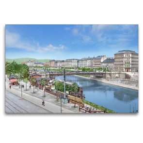 Premium Textil-Leinwand 120 x 80 cm Quer-Format Wien – Stephaniebrücke (ab 1919 Salztorbrücke) | Wandbild, HD-Bild auf Keilrahmen, Fertigbild auf hochwertigem Vlies, Leinwanddruck von André Tetsch