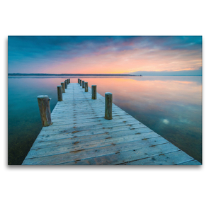 Premium Textil-Leinwand 120 x 80 cm Quer-Format Winter am See | Wandbild, HD-Bild auf Keilrahmen, Fertigbild auf hochwertigem Vlies, Leinwanddruck von Martin Wasilewski