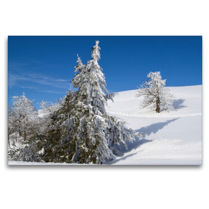 Premium Textil-Leinwand 120 x 80 cm Quer-Format Winterlandschaft auf der Wasserkuppe | Wandbild, HD-Bild auf Keilrahmen, Fertigbild auf hochwertigem Vlies, Leinwanddruck von Hans Pfleger