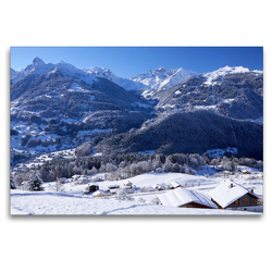 Premium Textil-Leinwand 120 x 80 cm Quer-Format Winterlandschaft im Montafon | Wandbild, HD-Bild auf Keilrahmen, Fertigbild auf hochwertigem Vlies, Leinwanddruck von Andreas Riedmiller