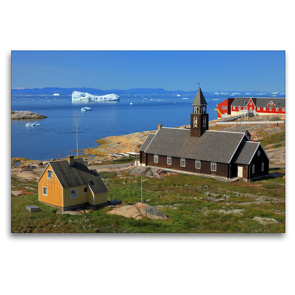 Premium Textil-Leinwand 120 x 80 cm Quer-Format Zion’s Kirche in Ilulissat | Wandbild, HD-Bild auf Keilrahmen, Fertigbild auf hochwertigem Vlies, Leinwanddruck von gro