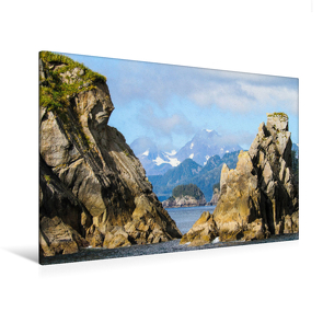 Premium Textil-Leinwand 1200 x 800 cm Quer-Format bizarre Felsenlandschaft im Kenai-Fjords-Nationalpark | Wandbild, HD-Bild auf Keilrahmen, Fertigbild auf hochwertigem Vlies, Leinwanddruck von Sabine Jost