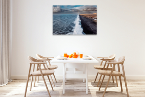 Premium Textil-Leinwand 1200 x 800 cm Quer-Format Reynisfjara Beach | Wandbild, HD-Bild auf Keilrahmen, Fertigbild auf hochwertigem Vlies, Leinwanddruck von Monika Schöb