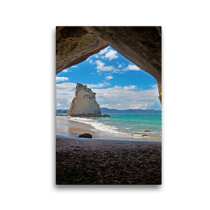 Premium Textil-Leinwand 30 x 45 cm Hoch-Format Cathedral Cove – coromandel peninsula – North Island | Wandbild, HD-Bild auf Keilrahmen, Fertigbild auf hochwertigem Vlies, Leinwanddruck von Greta Kos