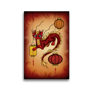 Premium Textil-Leinwand 30 x 45 cm Hoch-Format Chinesischer Drache | Wandbild, HD-Bild auf Keilrahmen, Fertigbild auf hochwertigem Vlies, Leinwanddruck von Petra Haberhauer / Pezi Creation