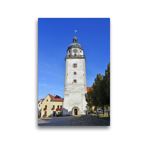 Premium Textil-Leinwand 30 x 45 cm Hoch-Format Der 45 m hohe Nikolaiturm auf dem Nikolaikirchhof in der alten Residenzstadt Altenburg | Wandbild, HD-Bild auf Keilrahmen, Fertigbild auf hochwertigem Vlies, Leinwanddruck von Ulrich Senff