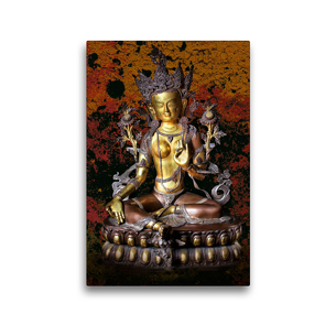 Premium Textil-Leinwand 30 x 45 cm Hoch-Format Grüne Tara, der weibliche Buddha des Mitgefühls | Wandbild, HD-Bild auf Keilrahmen, Fertigbild auf hochwertigem Vlies, Leinwanddruck von Bernd Maertens