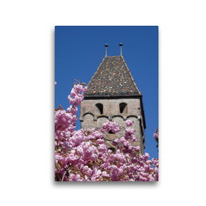 Premium Textil-Leinwand 30 x 45 cm Hoch-Format Metzgerturm hinter Kirschblüte | Wandbild, HD-Bild auf Keilrahmen, Fertigbild auf hochwertigem Vlies, Leinwanddruck von kattobello