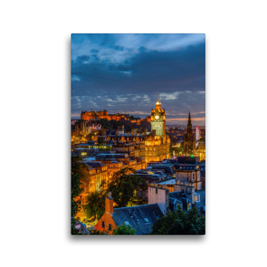 Premium Textil-Leinwand 30 x 45 cm Hoch-Format Nacht über Edinburgh | Wandbild, HD-Bild auf Keilrahmen, Fertigbild auf hochwertigem Vlies, Leinwanddruck von Christian Müller