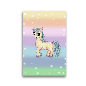 Premium Textil-Leinwand 30 x 45 cm Hoch-Format Pastell Einhorn | Wandbild, HD-Bild auf Keilrahmen, Fertigbild auf hochwertigem Vlies, Leinwanddruck von Pezi Creation / Petra Haberhauer