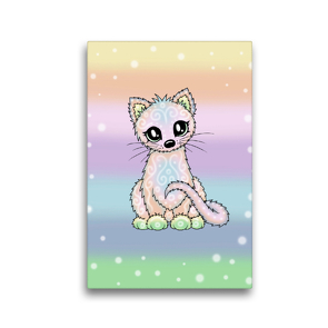 Premium Textil-Leinwand 30 x 45 cm Hoch-Format Pastell Katze | Wandbild, HD-Bild auf Keilrahmen, Fertigbild auf hochwertigem Vlies, Leinwanddruck von Pezi Creation / Petra Haberhauer