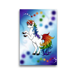 Premium Textil-Leinwand 30 x 45 cm Hoch-Format Regenbogen Einhorn | Wandbild, HD-Bild auf Keilrahmen, Fertigbild auf hochwertigem Vlies, Leinwanddruck von Petra Haberhauer / Pezi Creation