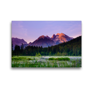 Premium Textil-Leinwand 45 x 30 cm Quer-Format Alpenglühen über dem Taubensee | Wandbild, HD-Bild auf Keilrahmen, Fertigbild auf hochwertigem Vlies, Leinwanddruck von Herbert Berger