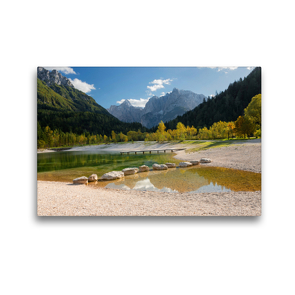 Premium Textil-Leinwand 45 x 30 cm Quer-Format Alpiner See Jasna im Herbst | Wandbild, HD-Bild auf Keilrahmen, Fertigbild auf hochwertigem Vlies, Leinwanddruck von iPics Photography