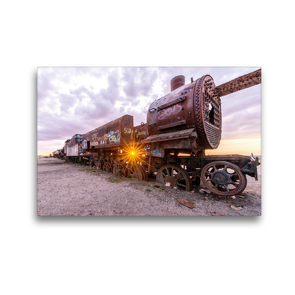 Premium Textil-Leinwand 45 x 30 cm Quer-Format Alte Dampflok auf Eisenbahnfriedhof Uyuni in Bolivien | Wandbild, HD-Bild auf Keilrahmen, Fertigbild auf hochwertigem Vlies, Leinwanddruck von Thomas Wechsler