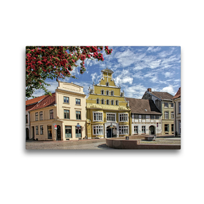 Premium Textil-Leinwand 45 x 30 cm Quer-Format Alte Löwenapotheke am Wismarer Hopfenmarkt | Wandbild, HD-Bild auf Keilrahmen, Fertigbild auf hochwertigem Vlies, Leinwanddruck von Holger Felix