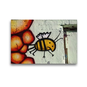 Premium Textil-Leinwand 45 x 30 cm Quer-Format Bienen Graffiti | Wandbild, HD-Bild auf Keilrahmen, Fertigbild auf hochwertigem Vlies, Leinwanddruck von SchnelleWelten