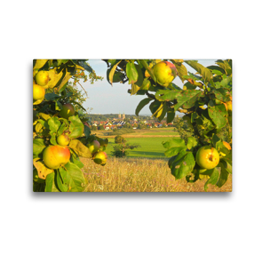 Premium Textil-Leinwand 45 x 30 cm Quer-Format Blick auf Bad Homburg-Kirdorf mit St. Johannes | Wandbild, HD-Bild auf Keilrahmen, Fertigbild auf hochwertigem Vlies, Leinwanddruck von Monika Cornelia Müller