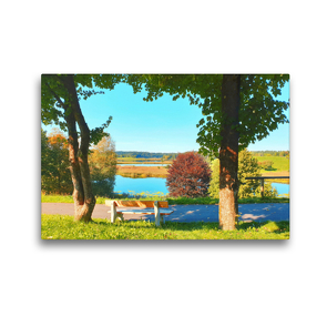 Premium Textil-Leinwand 45 x 30 cm Quer-Format Blick auf die Osterseen | Wandbild, HD-Bild auf Keilrahmen, Fertigbild auf hochwertigem Vlies, Leinwanddruck von Michaela Schimmack