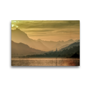 Premium Textil-Leinwand 45 x 30 cm Quer-Format Blick auf Techendorf in der Dämmerung | Wandbild, HD-Bild auf Keilrahmen, Fertigbild auf hochwertigem Vlies, Leinwanddruck von Werner Braun