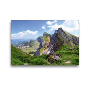 Premium Textil-Leinwand 45 x 30 cm Quer-Format Blick ins Rofangebirge | Wandbild, HD-Bild auf Keilrahmen, Fertigbild auf hochwertigem Vlies, Leinwanddruck von Anja Frost