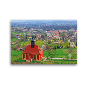 Premium Textil-Leinwand 45 x 30 cm Quer-Format Blick über die Weinbergkirche Pillnitz ins Elbtal | Wandbild, HD-Bild auf Keilrahmen, Fertigbild auf hochwertigem Vlies, Leinwanddruck von N N