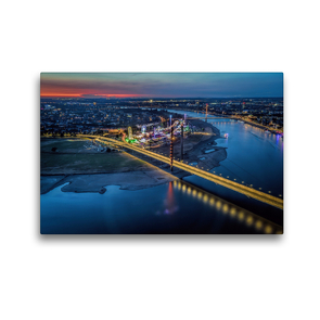 Premium Textil-Leinwand 45 x 30 cm Quer-Format Blick vom Rheinturm Düsseldorf | Wandbild, HD-Bild auf Keilrahmen, Fertigbild auf hochwertigem Vlies, Leinwanddruck von Alexander Gründel