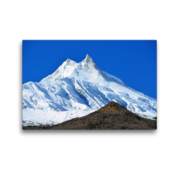 Premium Textil-Leinwand 45 x 30 cm Quer-Format Blick zum 8163 m hohen Manaslu von der Region um Samagaon (3500 m) | Wandbild, HD-Bild auf Keilrahmen, Fertigbild auf hochwertigem Vlies, Leinwanddruck von Ulrich Senff