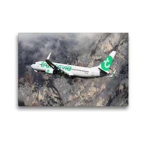 Premium Textil-Leinwand 45 x 30 cm Quer-Format Boeing 737-800 / Flughafen Innsbruck | Wandbild, HD-Bild auf Keilrahmen, Fertigbild auf hochwertigem Vlies, Leinwanddruck von Timo Breidenstein