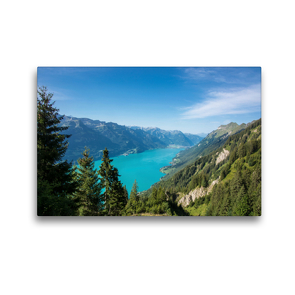 Premium Textil-Leinwand 45 x 30 cm Quer-Format Brienzersee von oben | Wandbild, HD-Bild auf Keilrahmen, Fertigbild auf hochwertigem Vlies, Leinwanddruck von Stefanie und Philipp Kellmann