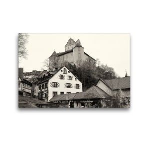 Premium Textil-Leinwand 45 x 30 cm Quer-Format Burg Meersburg über dem Bodensee | Wandbild, HD-Bild auf Keilrahmen, Fertigbild auf hochwertigem Vlies, Leinwanddruck von Andreas Riedmiller