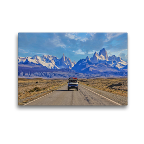 Premium Textil-Leinwand 45 x 30 cm Quer-Format Cerro Torre & Fitz Roy, Patagonien, Argentinien – Campervan Vanlife | Wandbild, HD-Bild auf Keilrahmen, Fertigbild auf hochwertigem Vlies, Leinwanddruck von © viaje.ch