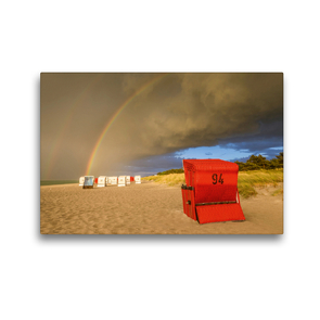 Premium Textil-Leinwand 45 x 30 cm Quer-Format Das Ende des Regenbogens liegt am Strand | Wandbild, HD-Bild auf Keilrahmen, Fertigbild auf hochwertigem Vlies, Leinwanddruck von Christian Müringer