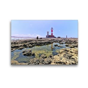 Premium Textil-Leinwand 45 x 30 cm Quer-Format Der Leuchtturm Faro del Tostón auf Fuerteventura | Wandbild, HD-Bild auf Keilrahmen, Fertigbild auf hochwertigem Vlies, Leinwanddruck von Mathias Calabotta